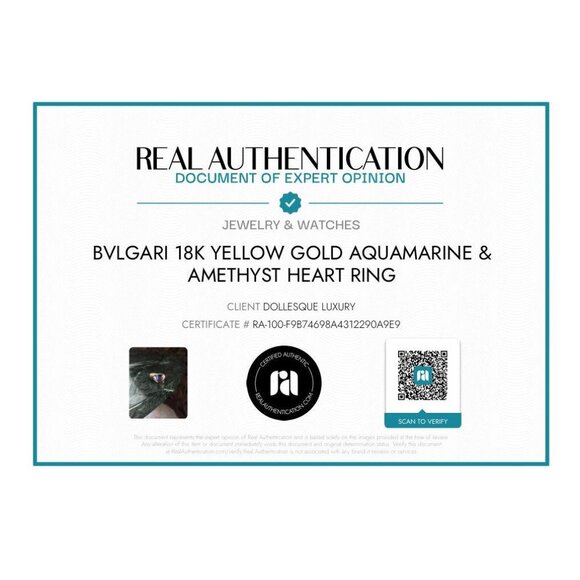 Vintage Bvlgari 18K Yellow Gold Aquamarine Amethyst Heart Ring - Picture 2 of 13
